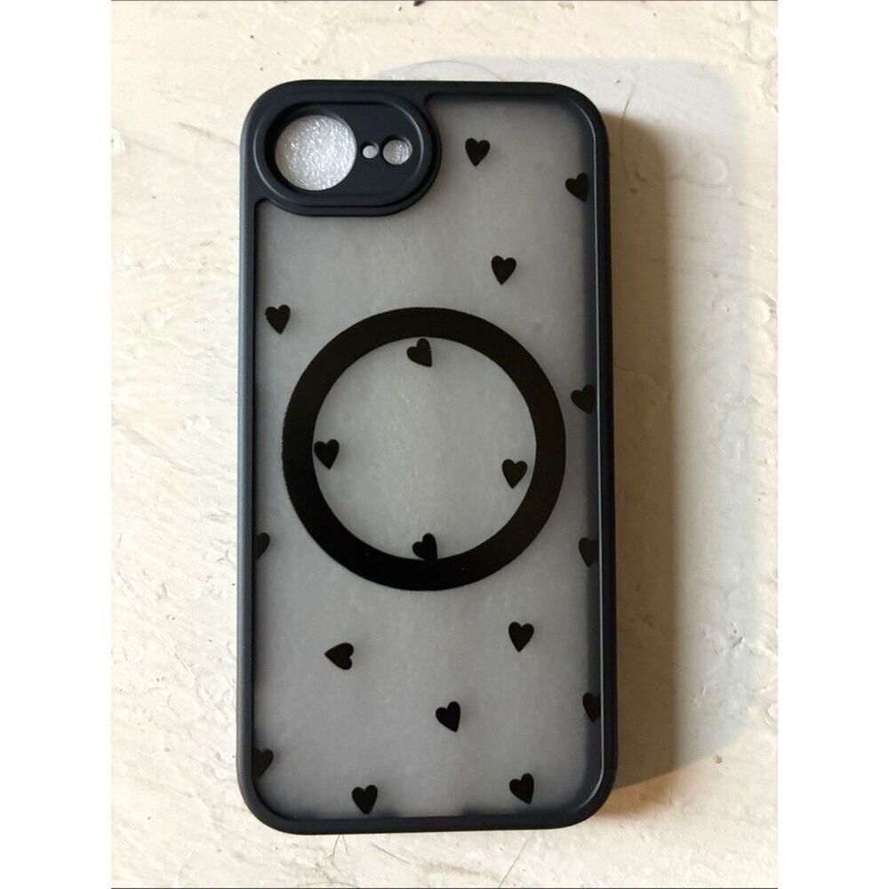 For iPhone 17e/iPhone 16e, Black Hearts Pattern, 20K-206PH002
